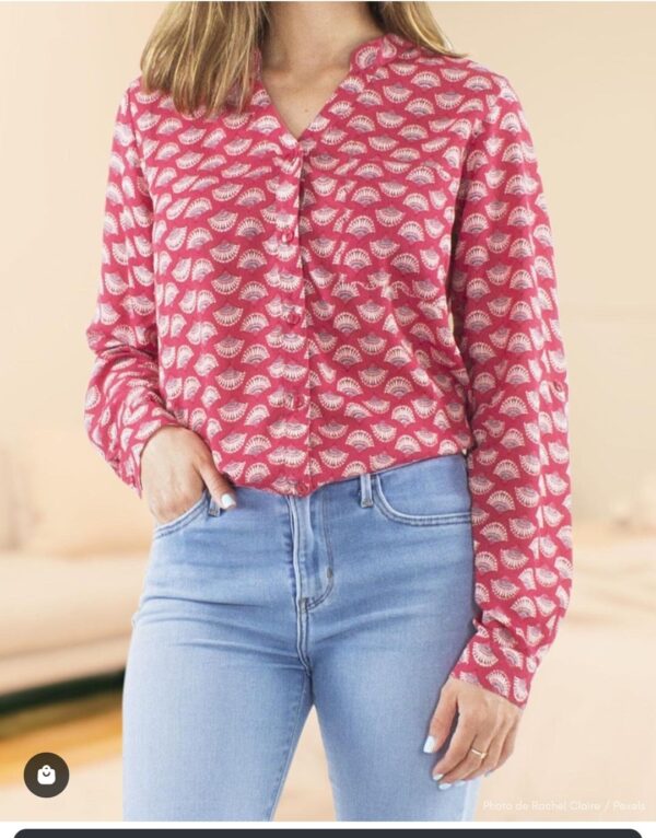 Camisa estampado oriental burdeos